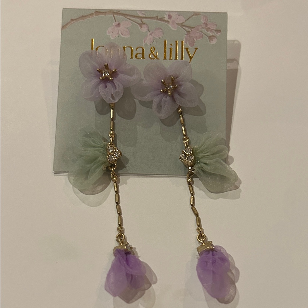 Lonna & Lilly Gold And Lavender Floral Earrings